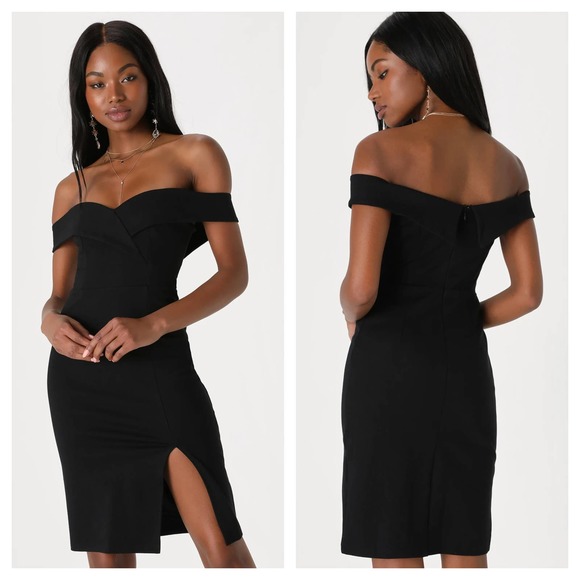Lulu's Black Off-Shoulder Mini Dress - Picture 1 of 7
